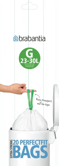 Brabantia Waste Bags G for bins of 23-30 liters 20 bags/roll, 23-30 L White