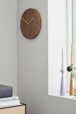 Applicata Watch:Out wall clock oak, smoked oak-brass Brown Discount