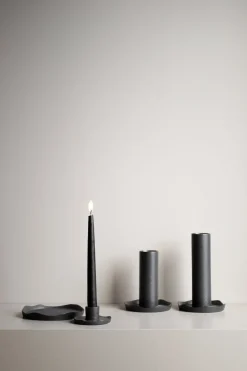DBKD Wave candle sticks, Cast iron Black Clearance
