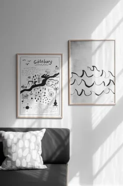 Fine Little Day Wave poster 50x70 cm, Black-white GreyBlackWhite Outlet