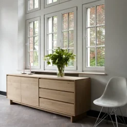 Ethnicraft Wave sideboard, Oiled oak 2 doors 3 drawers Beige Hot