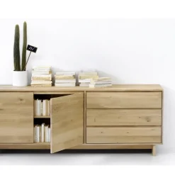 Ethnicraft Wave sideboard, Oiled oak 2 doors 3 drawers Beige Hot