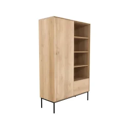 Ethnicraft Whitebird cabinet, Oiled oak-Black metal Beige Outlet