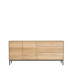 Ethnicraft Whitebird sideboard, Oak-Metal 2 doors 3 drawers Beige Outlet