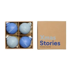 Design Letters XMAS Stories christmas bauble Ø4 cm 4 parts, Cobalt -light Blue Discount