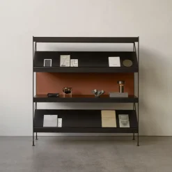 Audo Copenhagen Zet shelving system, Oak stained, 1x4, steel base Black Clearance